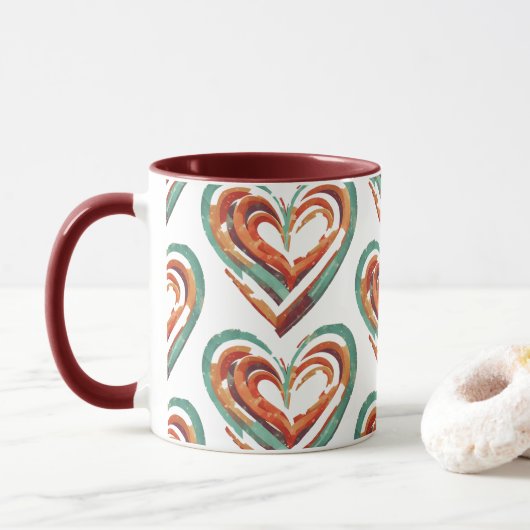 Mug Rétro en forme de coeur (Avec donut)