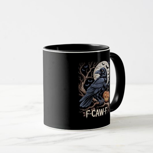 Mug Retro F-Caw-F Bird Crow Funny Crow Bird Cawing Gru (Devant droit)