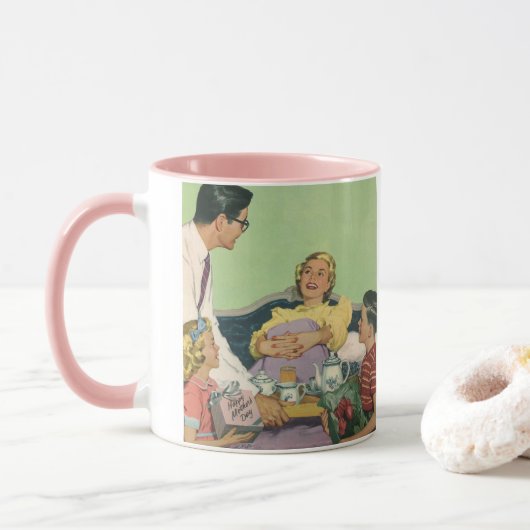 Mug Retro Family Sert Maman Petit déjeuner en Bed (Avec donut)