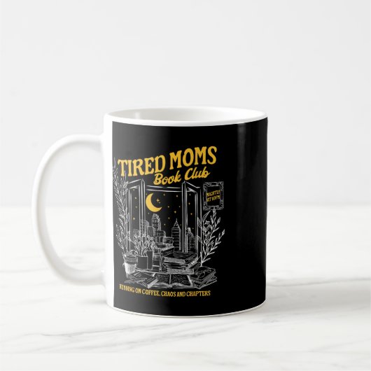 Mug Rétro Fatigué Moms Book Club Bookish Librairie Mot (Gauche)