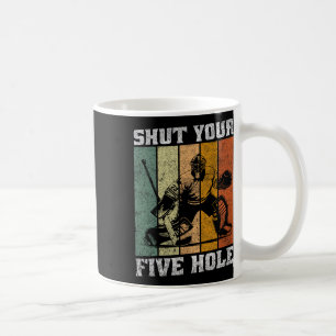 Mug Rétro Ferme ton cinq trous drôle vintage hockey Go