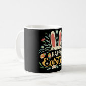 Mug Retro Floral Happy Easter Bunny Boho Spring (Devant gauche)