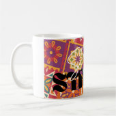 Mug Rétro floral patchwork des années 70 Restez fortE (Gauche)