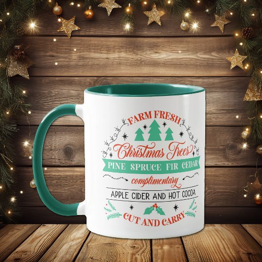 Mug Retro frais coupe arbres de Noël Annonce