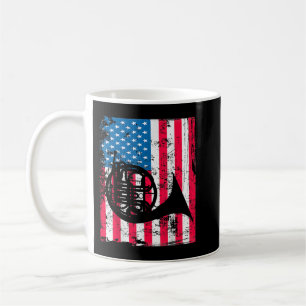 Mug Retro French Horn Vintage US Drapeau Musique Artwo