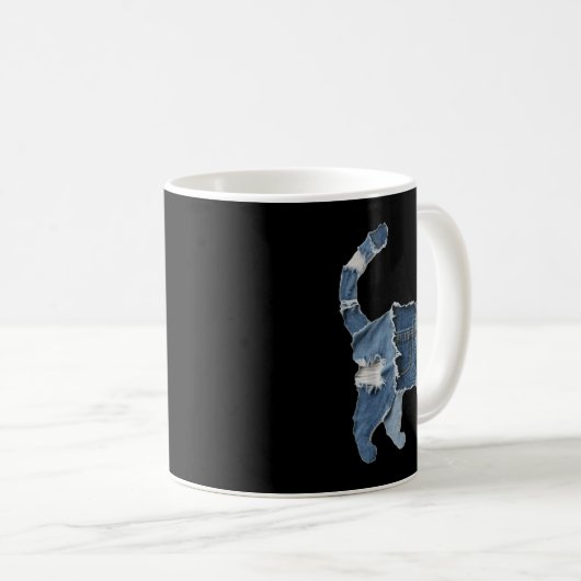 Mug Retro Funny Denim Patch Animal Cat Print (Devant droit)