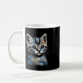 Mug Retro Funny Denim Patch Animal Cat Print  (Gauche)