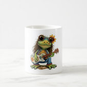 Mug Retro Funny Hippie Frog Porter du verre Jouer Pian (Centre)