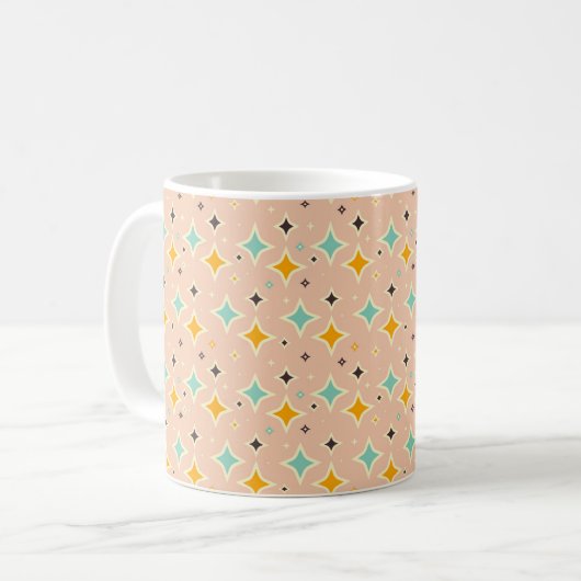 Mug Retro geometric pattern with teal, orange, black (Devant gauche)
