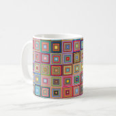 Mug Retro Geometric Square Tile Pattern (Devant gauche)