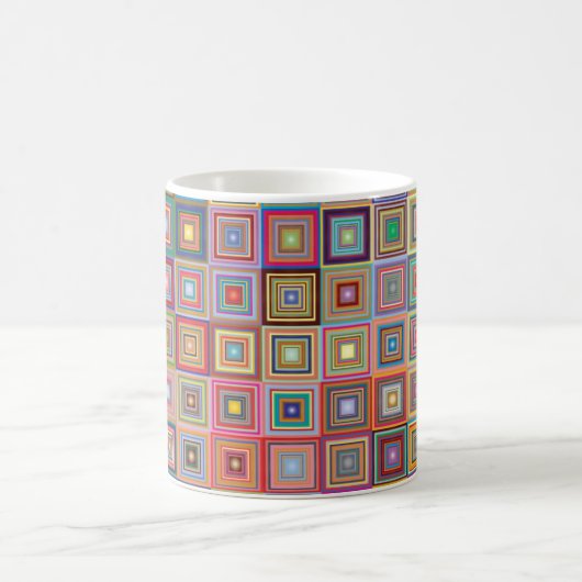 Mug Retro Geometric Square Tile Pattern (Centre)