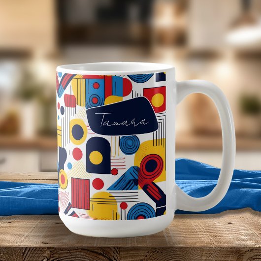 Mug Retro Géométrique Abstrait Pat#10 Navy Red ID1067