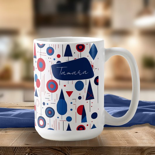 Mug Retro Géométrique Abstrait Pat#9 Navy Red ID1067