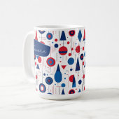 Mug Retro Géométrique Abstrait Pat#9 Navy Red ID1067 (Devant gauche)