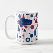 Mug Retro Géométrique Abstrait Pat#9 Navy Red ID1067 (Gauche)