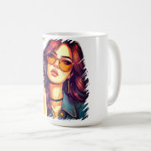 Mug Retro Girl avec lunettes de soleil (Devant droit)