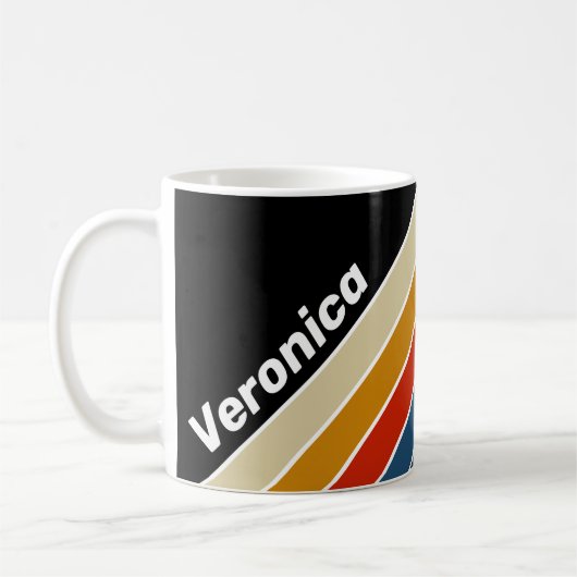 Mug Rétro Glace Rayé Arc-en-ciel avec Nom (Gauche)
