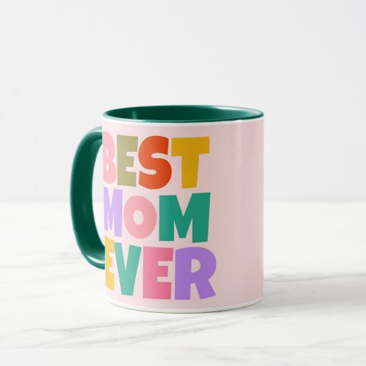 Mug Retro Green Pink Mothers Day Photo (Devant gauche)