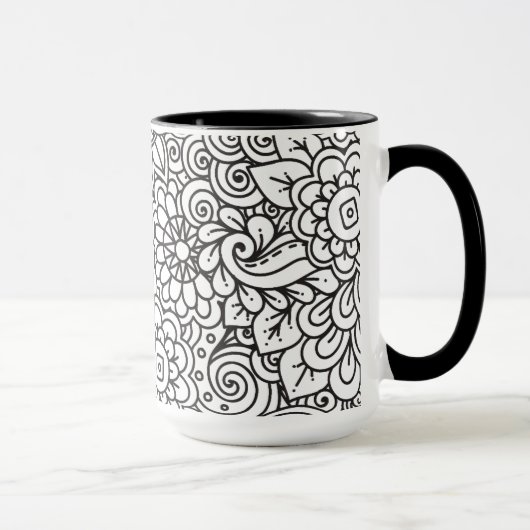 Mug Rétro griffonnage floral (Droite)