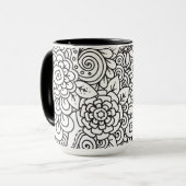 Mug Rétro griffonnage floral (Devant gauche)