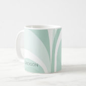 Mug Rétro Groovy Abstrait Vert Sarcelle Crème Nom Pers (Devant gauche)