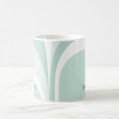 Mug Rétro Groovy Abstrait Vert Sarcelle Crème Nom Pers (Centre)