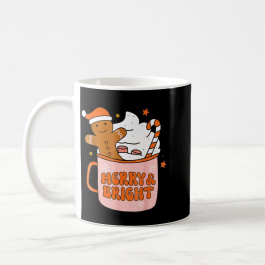 Mug Retro Groovy Merry And Bright Gingerbread Christma (Gauche)