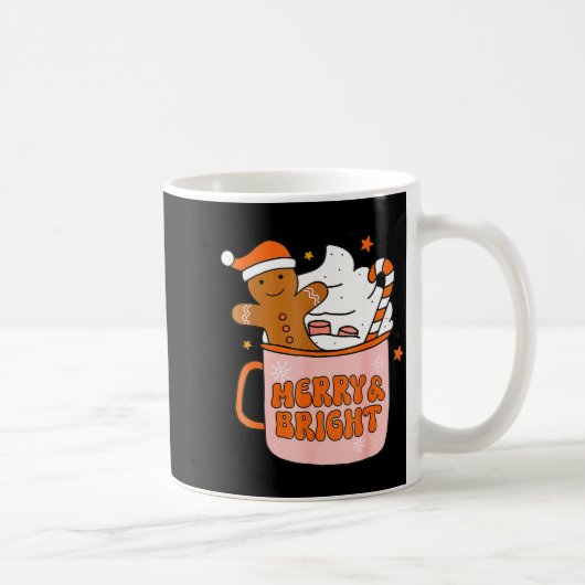 Mug Retro Groovy Merry And Bright Gingerbread Christma (Droite)