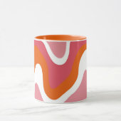 Mug Rétro Groovy Orange et Rose Ondulé (Centre)