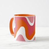 Mug Rétro Groovy Orange et Rose Ondulé (Devant gauche)