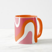 Mug Rétro Groovy Orange et Rose Ondulé (Devant droit)