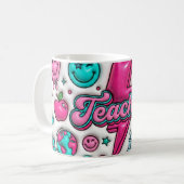 Mug Rétro Groovy Professeur Rose et Turquoise 330m (Devant gauche)