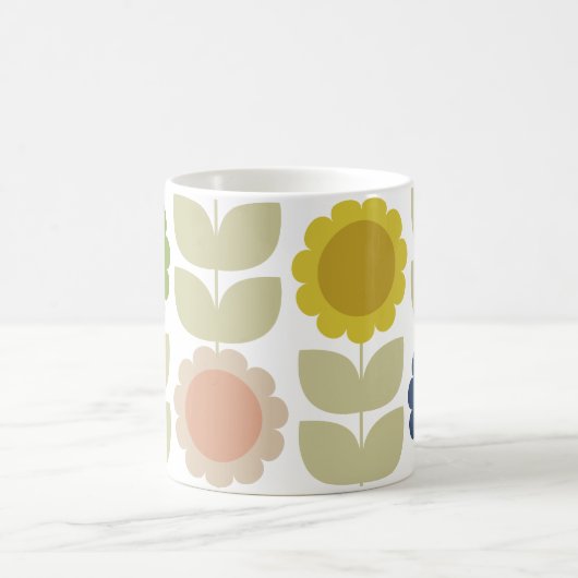 Mug Retro Groovy Summer Flowers Stems (Centre)