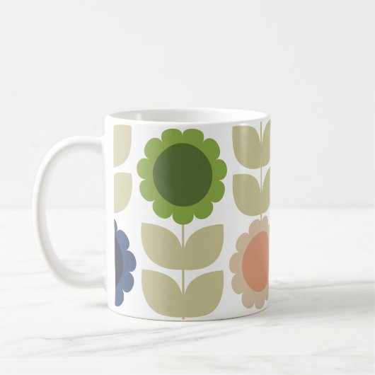 Mug Retro Groovy Summer Flowers Stems (Gauche)