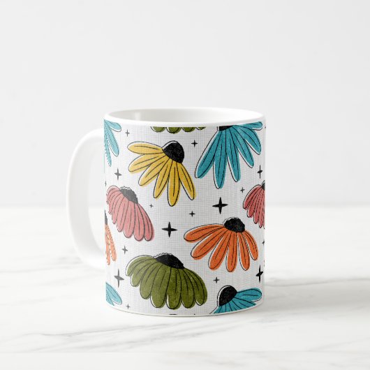 Mug Retro Halftone Coneflowers (Devant gauche)