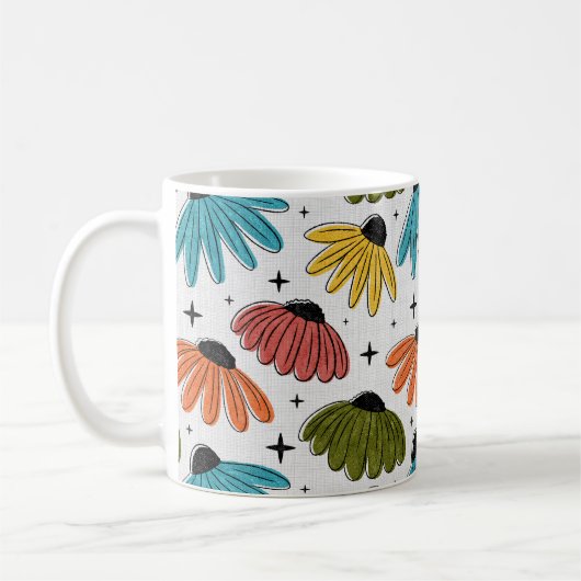 Mug Retro Halftone Coneflowers (Gauche)