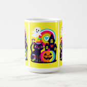Mug Retro Halloween Kawaii Chat noir, design Citrouill (Centre)