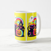 Mug Retro Halloween Kawaii Chat noir, design Citrouill (Devant droit)