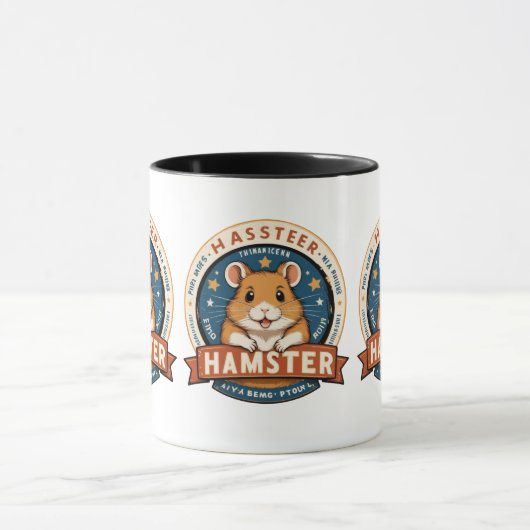Mug Retro Hamster Rings Emblem Art (Centre)