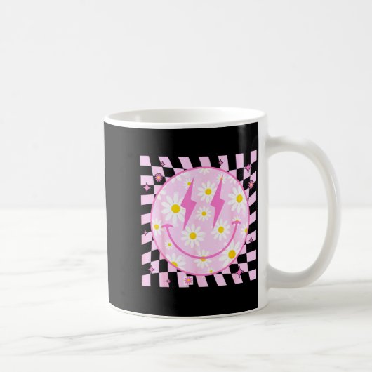 Mug Retro Happy Smile Face Checkered Pattern Nk Daisy  (Droite)