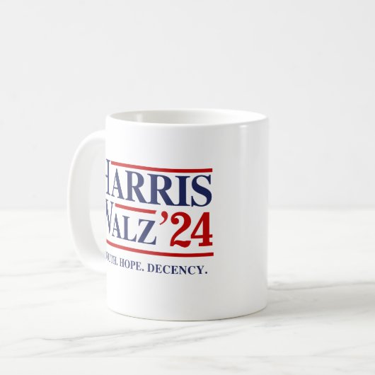 Mug Retro Harris Walz '24 - Vérité Espoir Décence (Devant gauche)