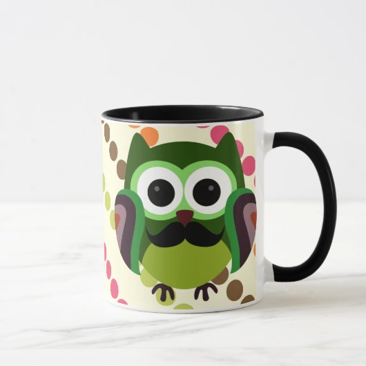 Mug Rétro hibou avec la moustache (Droite)