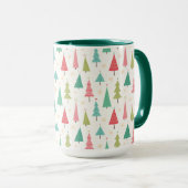 Mug Retro Joyeux arbres de Noël Fun Motif de vacances (Devant droit)
