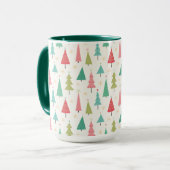 Mug Retro Joyeux arbres de Noël Fun Motif de vacances (Devant gauche)