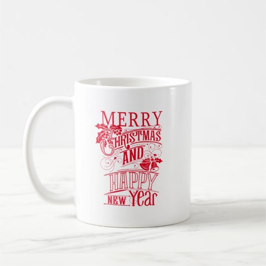 Mug Retro Joyeux Noël et Bonne Année (Gauche)