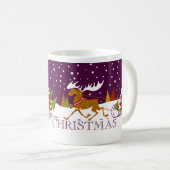 Mug Retro Joyeux Noël Père Noël & Reindeer (Devant droit)