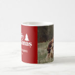 Mug retro Joyeux Noël style vacances photo<br><div class="desc">Joyeux Noël simple retro police photo de vacances design. Avec du texte et des arbres dessinés à la main.</div>