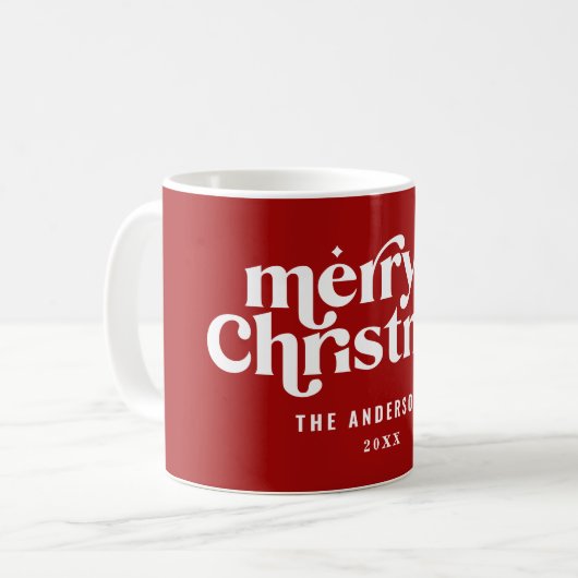 Mug rétro Joyeux Noël vacances design (Devant gauche)
