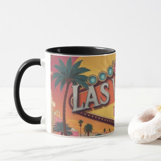 Mug Retro Las Vegas Lights (Avec donut)