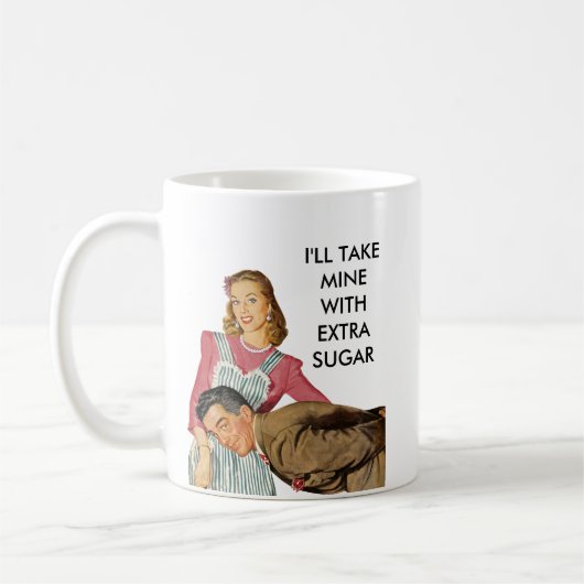 Mug Retro les années 50 Housewoman & Husband Ajouter V (Gauche)